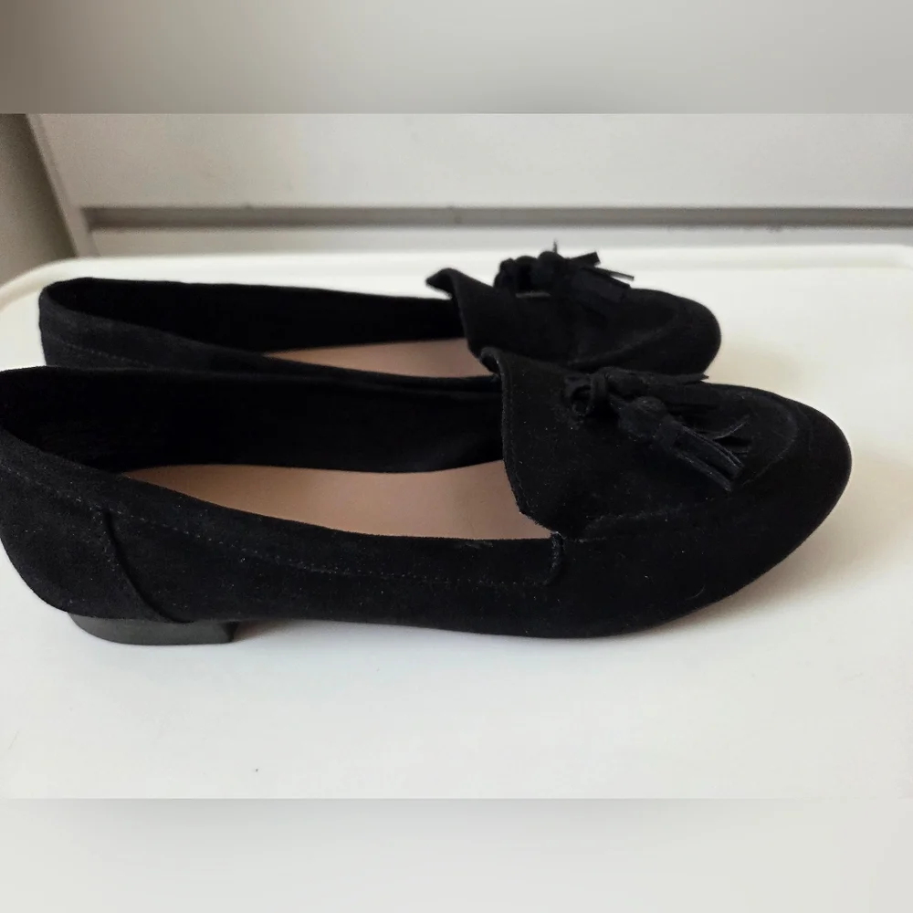 Fioni Ballet Flats Black Suede Leather Slip On Comfort Tassels Womens Size 6.5 - Picture 9 of 15
